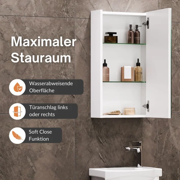 Badmöbel-Set mit Spiegelschrank Wega 40 cm Weiß Matt