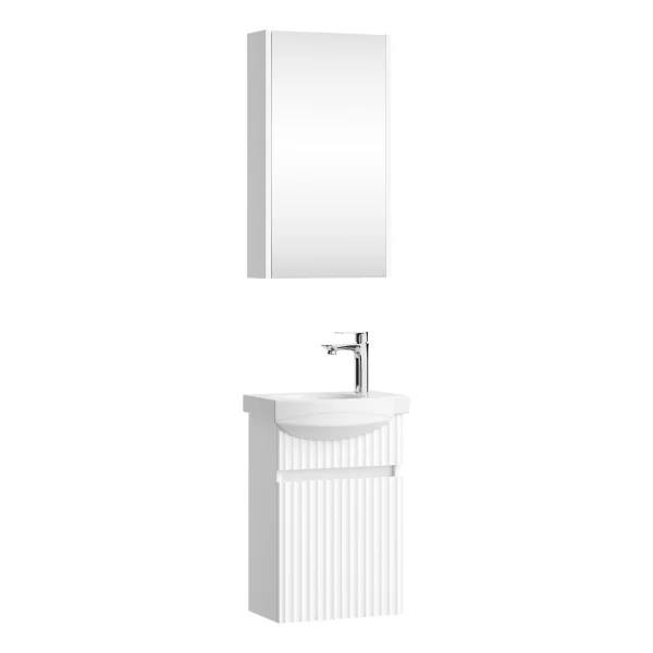 Badmöbel-Set mit Spiegelschrank Wega 40 cm Weiß Matt