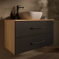 Mueble de lavabo LUX de 90 cm en roble dorado / antracita...