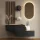 Hallway Wardrobe 2x 100 cm with wall panel and mirror without LED lighting gold oak / black charcoal
