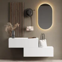 Flurgarderobe 2x 100 cm mit Wandpaneele und Spiegel ohne...