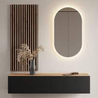 Flurgarderobe 140 cm mit Wandpaneele und Spiegel ohne...