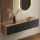 Appendiabiti da ingresso 140 cm con pannello da parete e specchio, senza illuminazione a LED, rovere dorato / nero antracite