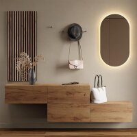 Flurgarderobe 2x 140 cm mit Wandpaneele und Spiegel ohne...