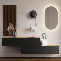 Flurgarderobe 2x 140 cm mit Wandpaneele und Spiegel ohne...