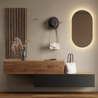 Flurgarderobe 2x 140 cm mit Wandpaneele und Spiegel ohne...