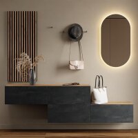Flurgarderobe 2x 140 cm mit Wandpaneele und Spiegel ohne...