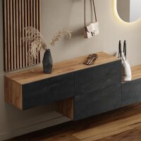 Flurgarderobe 2x 140 cm mit Wandpaneele und Spiegel ohne...