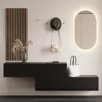 Flurgarderobe 2x 140 cm mit Wandpaneele und Spiegel ohne...