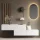Hallway Wardrobe 2x 140 cm with wall panel and mirror without LED lighting white