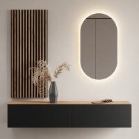 Flurgarderobe 160 cm mit Wandpaneele und Spiegel ohne...