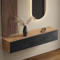 Flurgarderobe 160 cm mit Wandpaneele und Spiegel ohne...