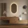 Hallway Wardrobe 2x 160 cm with wall panel and mirror without LED lighting gold oak