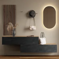 Penderie dentrée 2 x 160 cm avec panneaux muraux...