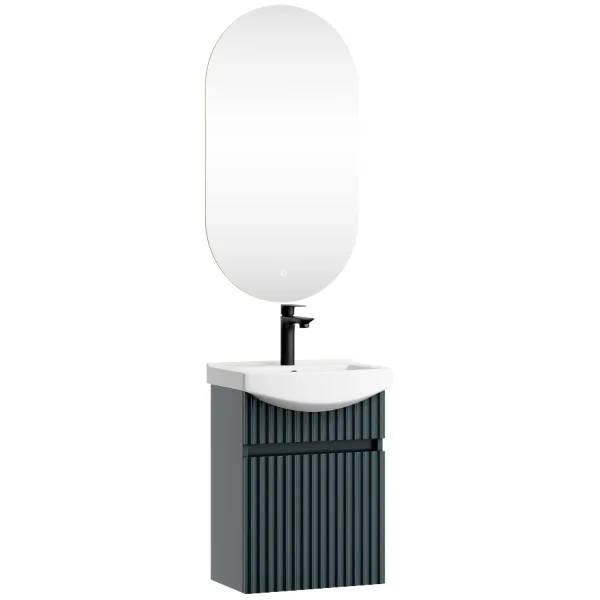 Badmöbel-Set mit Spiegel oval Wega 45cm Anthrazit matt