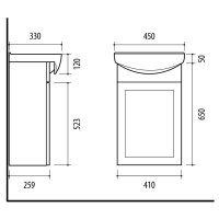 Badmöbel-Set mit Spiegelschrank 45cm (Grau matt)