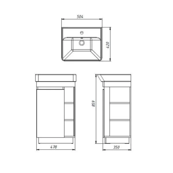Nyx Bathroom Furniture Set, 50 cm Vanity, Wotan Oak / Anthracite
