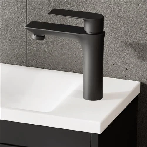 Miscelatore monocomando per lavabo – nero, altezza 17 cm