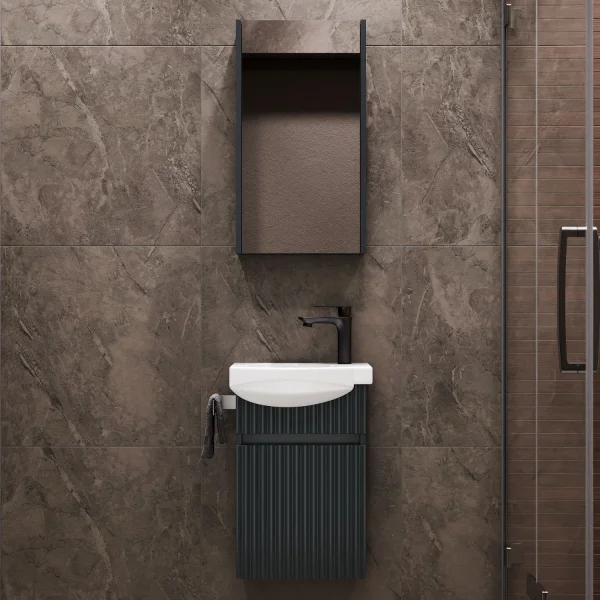 Ensemble de meubles de salle de bains avec armoire de toilette Wega 40 cm, anthracite mat