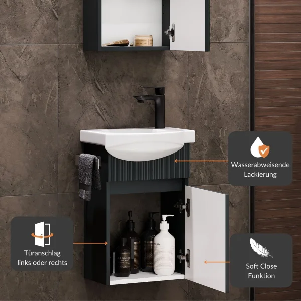 Ensemble de meubles de salle de bains avec armoire de toilette Wega 40 cm, anthracite mat