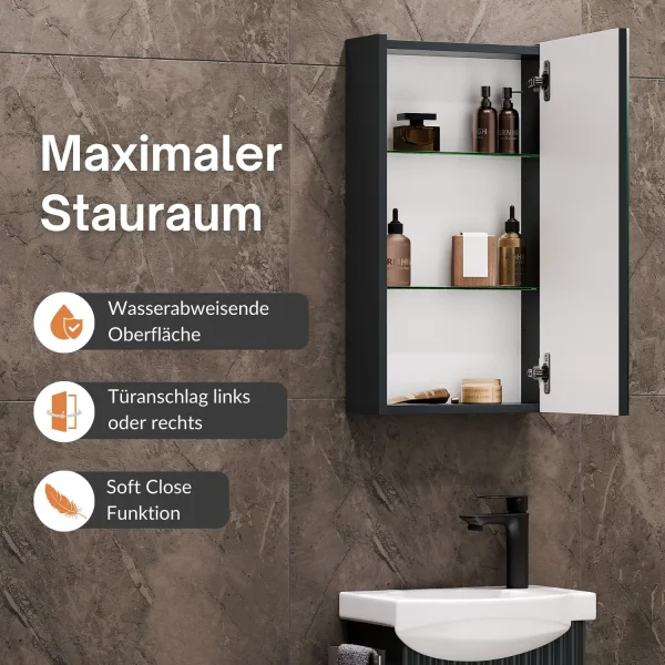 Ensemble de meubles de salle de bains avec armoire de toilette Wega 40 cm, anthracite mat