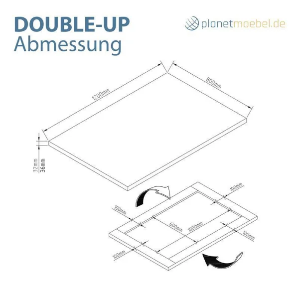 Büro Schreibtischplatte Stilo 120 x 80 x 3,2 cm weiß grau