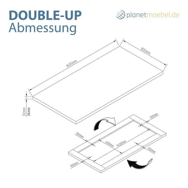 Büro Schreibtischplatte Stilo 160 x 80 x 3,2 cm weiß grau