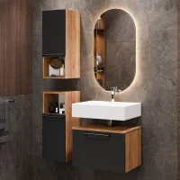 Mueble bajo de lavabo Astra de 60 cm en roble dorado /...
