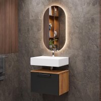 Waschtischunterschrank Astra 60 cm gold eiche / anthrazit...