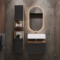 Meuble sous-lavabo Astra 60 cm, chêne doré /...