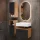 Meuble sous-lavabo Astra 60 cm, chêne doré / anthracite, avec miroir (à LED) et 2 meubles de rangement de taille moyenne, chêne doré / anthracite