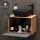 Sink base cabinet Astra 60 cm gold oak / anthracite with countertop sink black and 2x midi cabinets gold oak / anthracite