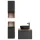 Sink base cabinet Astra 60 cm gold oak / anthracite with countertop sink black and 2x midi cabinets gold oak / anthracite