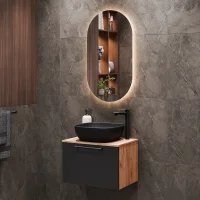 Meuble sous-lavabo Astra 60 cm, chêne doré /...