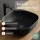 Sink base cabinet Astra 60 cm gold oak / anthracite with countertop sink black and mirror (with LED)
