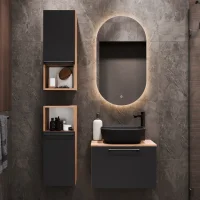 Meuble sous-lavabo Astra 60 cm, chêne doré /...