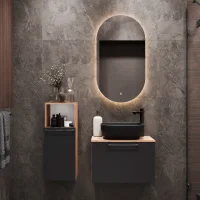 Meuble sous-lavabo Astra 60 cm, chêne doré /...