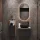 Sink base cabinet Astra 60 cm gold oak / anthracite with countertop sink black, mirror (with LED) and 1x midi cabinet gold oak / anthracite