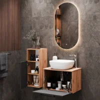 Meuble sous-lavabo Astra 60 cm, chêne doré /...