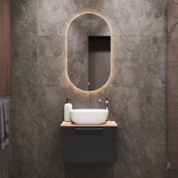 Sink base cabinet Astra 60 cm gold oak / anthracite with...