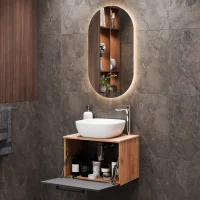 Meuble sous-lavabo Astra 60 cm, chêne doré /...