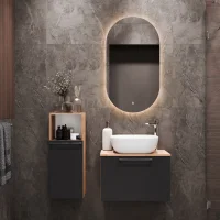 Meuble sous-lavabo Astra 60 cm, chêne doré /...