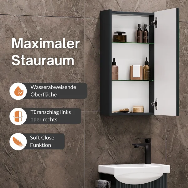Spiegelschrank 40cm Wega Anthrazit matt
