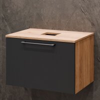Waschtischunterschrank Astra 60 cm gold eiche / anthrazit