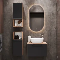 Meuble sous-lavabo Astra 60 cm, chêne doré /...