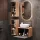 Mobile sottolavabo Astra 60 cm in rovere dorato / antracite con lavabo da appoggio bianco e 2 mobili medi in rovere dorato / antracite