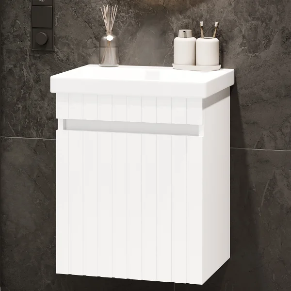 Lavabo COSMIA da 50 cm con cassetto, bianco opaco