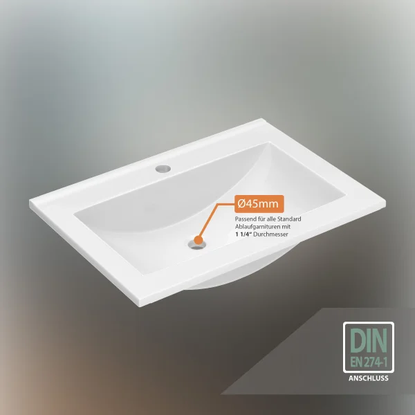 Lavabo COSMIA da 50 cm con cassetto, bianco opaco