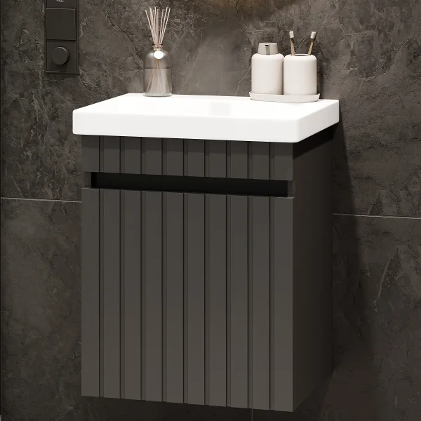 Lavabo COSMIA da 50 cm con ante, antracite opaco