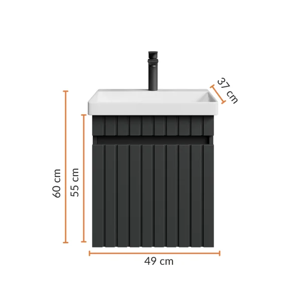 Lavabo COSMIA da 50 cm con ante, antracite opaco